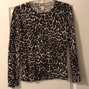 J Crew crew neck leopard print sweater